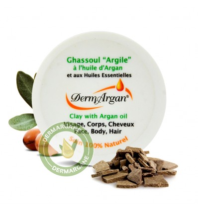 Ghassoul 'Argile' à l'huile d'Argan et les huiles essentielles naturelles - Pôt de 125 ml