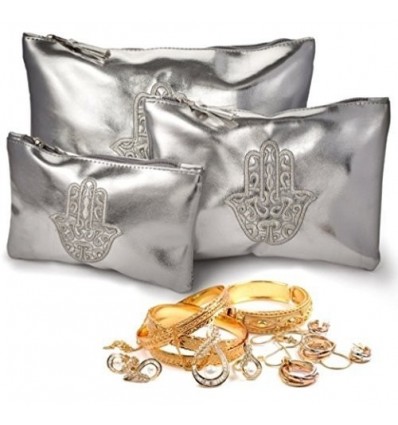 3 Pochettes Make Up Orientales en Simili Cuir argent