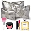 3 Pochettes Make Up Orientales en Simili Cuir argent